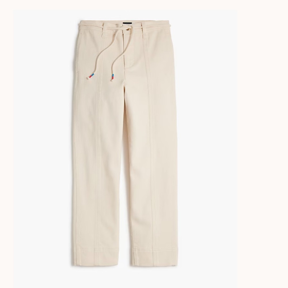 NWT JCREW Factory Seamed straight-leg jean with rope-tie waist